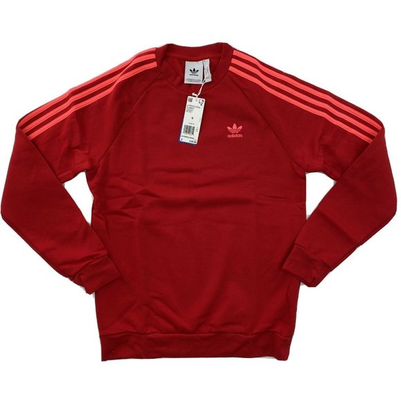adidas Other - Adidas Originals Men's 3-Stripe Trefoil Fleece Pullover Sweatshirt Red EJ9693 S